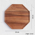 2-SOGA 25cm Octagon Wooden Acacia Food Serving Tray Charcuterie Board Centerpiece  Home Decor