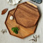 6-SOGA 25cm Octagon Wooden Acacia Food Serving Tray Charcuterie Board Centerpiece  Home Decor
