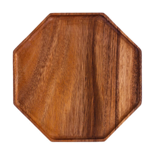 1-SOGA 25cm Octagon Wooden Acacia Food Serving Tray Charcuterie Board Centerpiece  Home Decor
