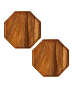 1-SOGA 2X 25cm Octagon Wooden Acacia Food Serving Tray Charcuterie Board Centerpiece  Home Decor