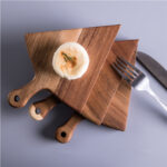 4-SOGA 6 pcs Brown Round Divisible Wood Pizza Server Food Plate Board Pizza Paddle Cutting Board Home Decor