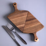 5-SOGA 6 pcs Brown Round Divisible Wood Pizza Server Food Plate Board Pizza Paddle Cutting Board Home Decor