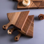 8-SOGA 6 pcs Brown Round Divisible Wood Pizza Server Food Plate Board Pizza Paddle Cutting Board Home Decor