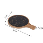 2-SOGA 2X 30cm Black Circle Wooden Serving Tray Slate Steak Serving Platter Chopping Board Paddle Home Decor