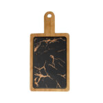 1-SOGA 33.5cm Black Square Wooden Serving Tray Slate Steak Serving Platter Chopping Board Paddle Home Decor