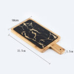 2-SOGA 2X 33.5cm Black Square Wooden Serving Tray Slate Steak Serving Platter Chopping Board Paddle Home Decor