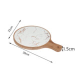 2-SOGA 30cm White Circle Wooden Serving Tray Slate Steak Serving Platter Chopping Board Paddle Home Decor