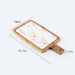 2-SOGA 33.5cm White Square Wooden Serving Tray Slate Steak Serving Platter Chopping Board Paddle Home Decor