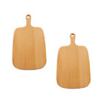 1-SOGA 2X 26cm Brown Rectangle Wooden Serving Tray Chopping Board Paddle with Handle Home Decor