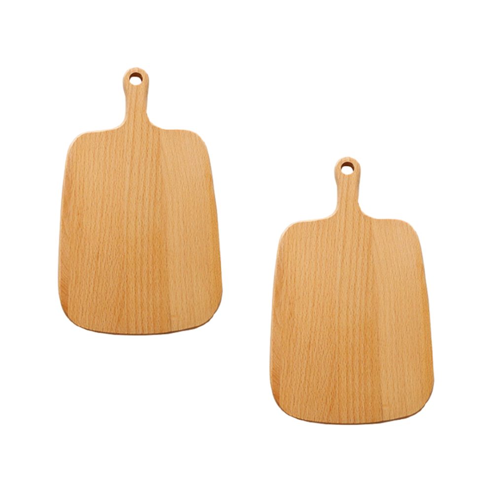 1-SOGA 2X 33cm Brown Rectangle Wooden Serving Tray Chopping Board Paddle with Handle Home Decor