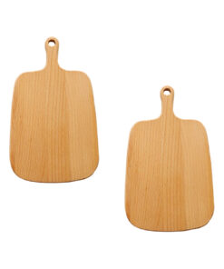 1-SOGA 2X 33cm Brown Rectangle Wooden Serving Tray Chopping Board Paddle with Handle Home Decor