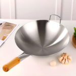 2-SOGA 38cm Stainless Steel Kitchen Cooking Wok with Wood Handle