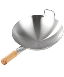 1-SOGA 38cm Stainless Steel Kitchen Cooking Wok with Wood Handle