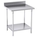 1-SOGA Commercial Catering Kitchen Stainless Steel Prep Work Bench Table with Back-splash 80*70*85cm