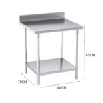 3-SOGA Commercial Catering Kitchen Stainless Steel Prep Work Bench Table with Back-splash 80*70*85cm