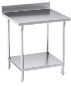 1-SOGA Commercial Catering Kitchen Stainless Steel Prep Work Bench Table with Back-splash 80*70*85cm