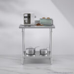 4-SOGA Commercial Catering Kitchen Stainless Steel Prep Work Bench Table with Back-splash 80*70*85cm
