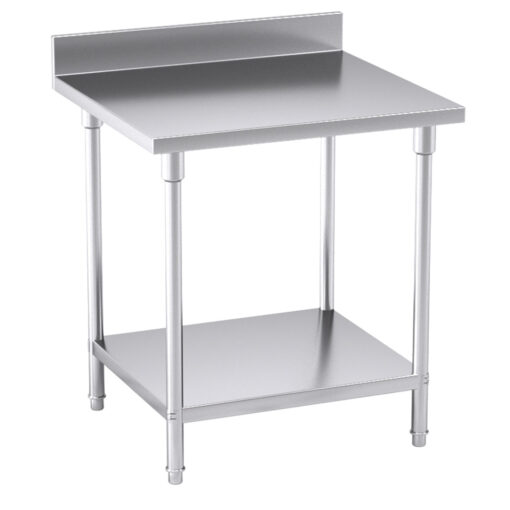 1-SOGA Commercial Catering Kitchen Stainless Steel Prep Work Bench Table with Back-splash 80*70*85cm