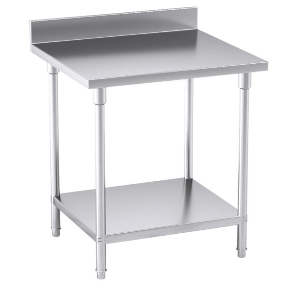 1-SOGA Commercial Catering Kitchen Stainless Steel Prep Work Bench Table with Back-splash 80*70*85cm