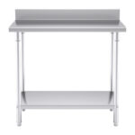 2-SOGA Commercial Catering Kitchen Stainless Steel Prep Work Bench Table with Back-splash 100*70*85cm