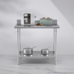 4-SOGA Commercial Catering Kitchen Stainless Steel Prep Work Bench Table with Back-splash 100*70*85cm