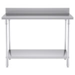 2-SOGA Commercial Catering Kitchen Stainless Steel Prep Work Bench Table with Back-splash 120*70*85cm