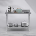 4-SOGA Commercial Catering Kitchen Stainless Steel Prep Work Bench Table with Back-splash 120*70*85cm