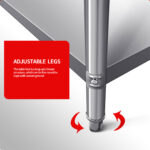 6-SOGA Commercial Catering Kitchen Stainless Steel Prep Work Bench Table with Back-splash 150*70*85cm