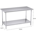 3-SOGA 150*70*85cm Commercial Catering Kitchen Stainless Steel Prep Work Bench