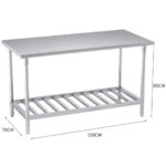 3-SOGA 150*70*85cm Commercial Catering Kitchen Stainless Steel Prep Work Bench