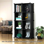 2-SOGA 4 Tier 8-Cube Black Portable Wardrobe Divide-Grid Modular Storage Organiser Foldable Closet