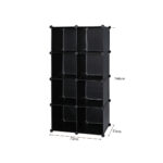 7-SOGA 4 Tier 8-Cube Black Portable Wardrobe Divide-Grid Modular Storage Organiser Foldable Closet