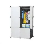 1-SOGA 3 Tier 6-Cube Portable Wardrobe Divide-Grid Modular Storage Organiser Foldable Closet