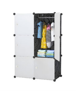 1-SOGA 3 Tier 6-Cube Portable Wardrobe Divide-Grid Modular Storage Organiser Foldable Closet