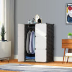 4-SOGA 3 Tier 6-Cube Portable Wardrobe Divide-Grid Modular Storage Organiser Foldable Closet