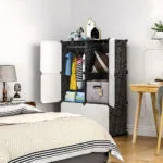5-SOGA 3 Tier 6-Cube Portable Wardrobe Divide-Grid Modular Storage Organiser Foldable Closet