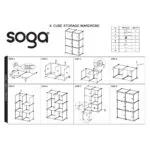 7-SOGA 3 Tier 6-Cube Portable Wardrobe Divide-Grid Modular Storage Organiser Foldable Closet