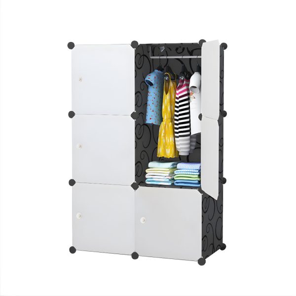 1-SOGA 3 Tier 6-Cube Portable Wardrobe Divide-Grid Modular Storage Organiser Foldable Closet