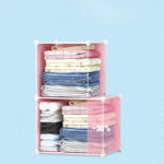 3-SOGA 6 Cubes Pink Portable Wardrobe Divide-Grid Modular Storage Organiser Foldable Closet