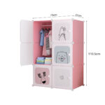 4-SOGA 6 Cubes Pink Portable Wardrobe Divide-Grid Modular Storage Organiser Foldable Closet