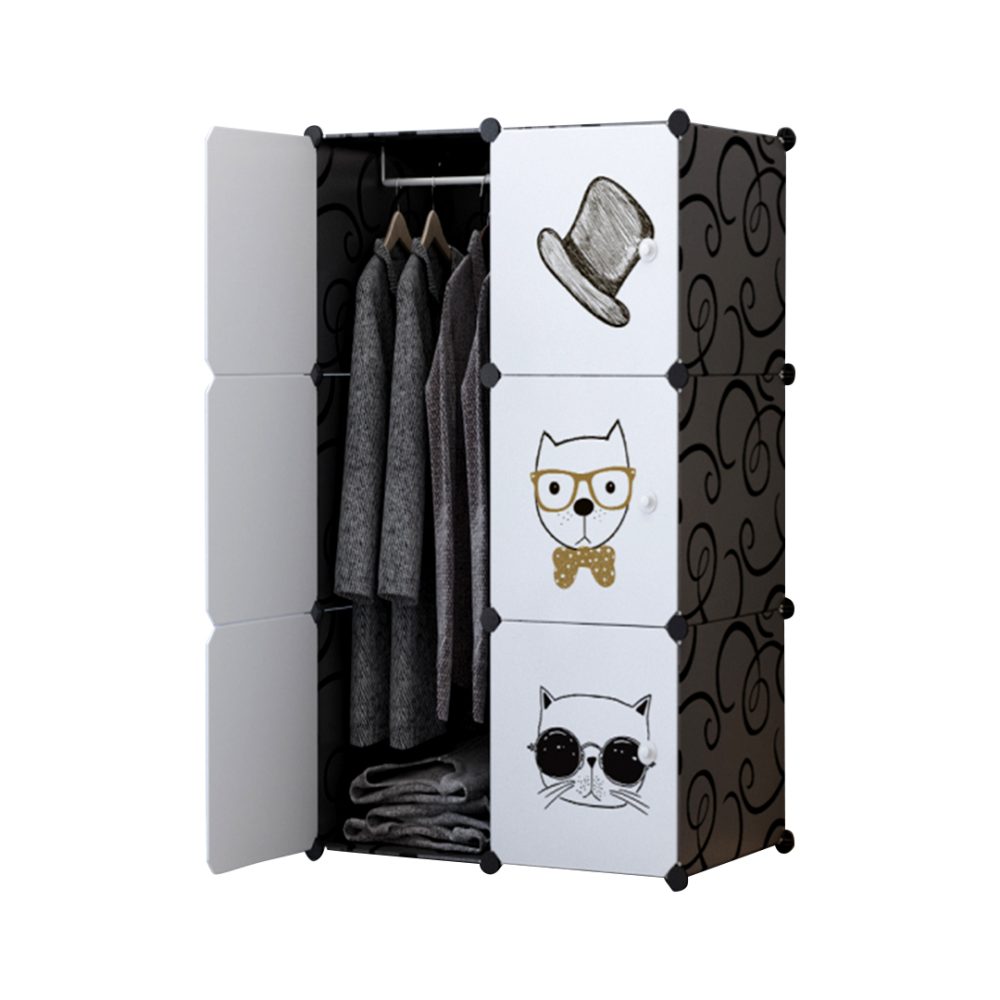 1-SOGA 6 Cubes Black Portable Wardrobe Divide-Grid Modular Storage Organiser Foldable Closet 1-SOGA 6 Cubes Black Portable Wardrobe Divide-Grid Modular Storage Organiser Foldable Closet