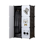 1-SOGA 6 Cubes Black Portable Wardrobe Divide-Grid Modular Storage Organiser Foldable Closet