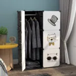 4-SOGA 6 Cubes Black Portable Wardrobe Divide-Grid Modular Storage Organiser Foldable Closet
