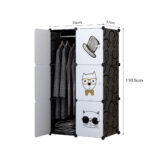 6-SOGA 6 Cubes Black Portable Wardrobe Divide-Grid Modular Storage Organiser Foldable Closet