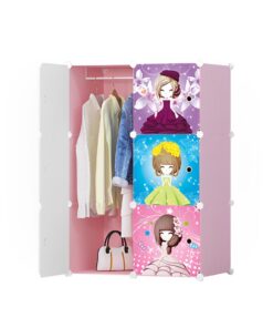 1-SOGA 6 Cubes  Princess Design Portable Wardrobe Divide-Grid Modular Storage Organiser Foldable Closet