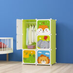 2-SOGA 6 Cubes Animal Design Portable Wardrobe Divide-Grid Modular Storage Organiser Foldable Closet