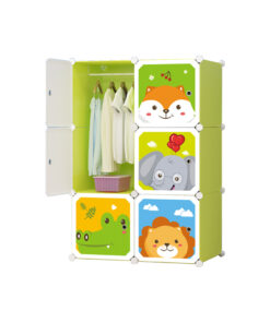 1-SOGA 6 Cubes Animal Design Portable Wardrobe Divide-Grid Modular Storage Organiser Foldable Closet