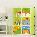 4-SOGA 6 Cubes Animal Design Portable Wardrobe Divide-Grid Modular Storage Organiser Foldable Closet
