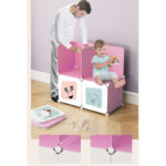 4-SOGA 8 Cubes Pink Portable Wardrobe Divide-Grid Modular Storage Organiser Foldable Closet