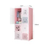 5-SOGA 8 Cubes Pink Portable Wardrobe Divide-Grid Modular Storage Organiser Foldable Closet